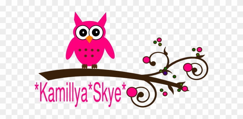 Pink Owl On Branch Clip Art At Clker - Clip Art #1240073