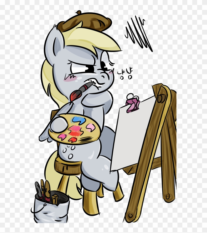 Walthooves, Beret, Derpy Hooves, Easel, Female, Mare, - Cartoon #1240143