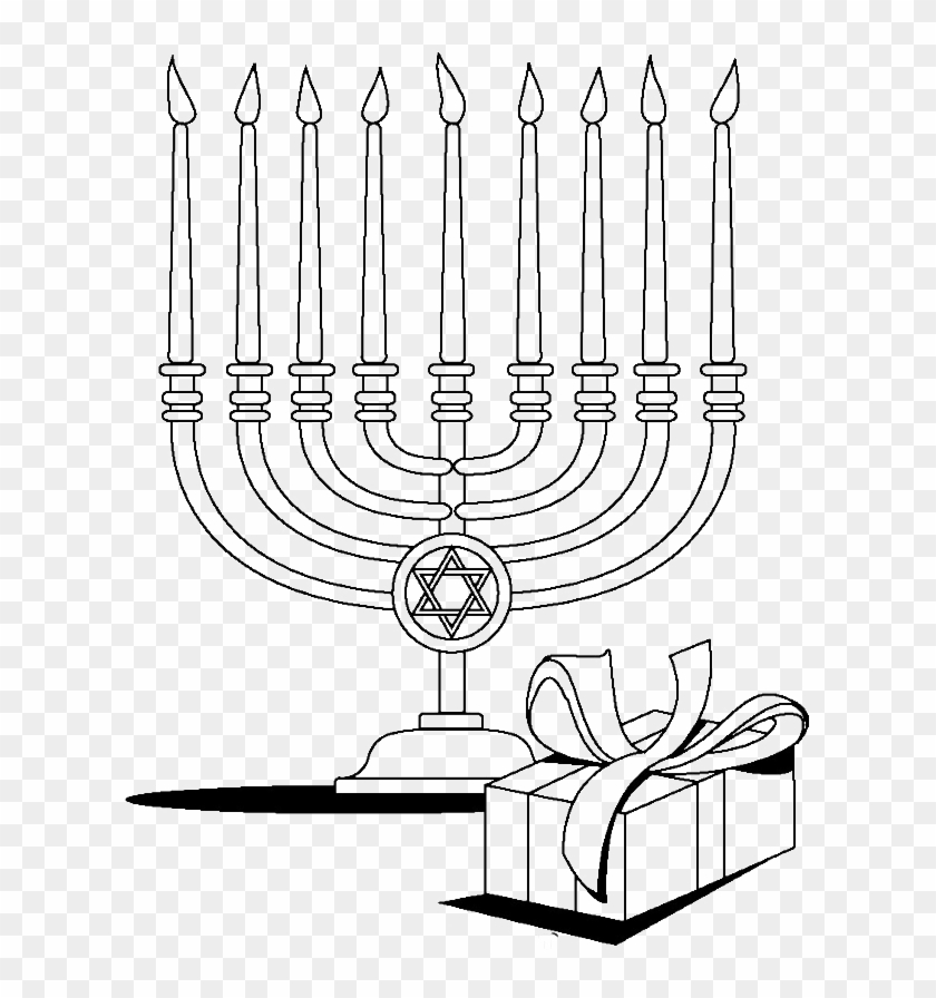 Candles With Gifts At The Time Of Hanukkah Coloring - Hanukiah #1240352