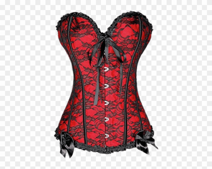Red Corset With Black Lace - X Sexy Women Steampunk Clothing Gothic Plus Size Corsets #1240503