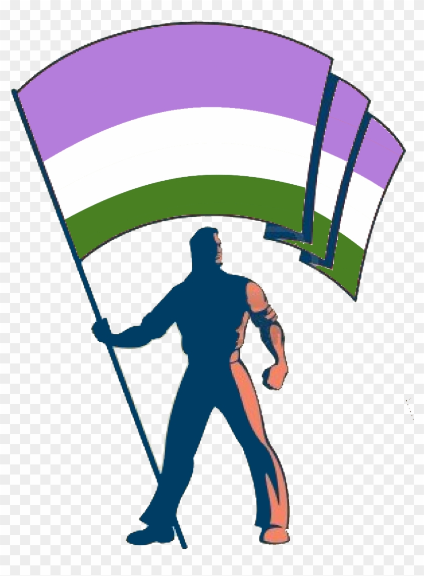 Genderqueer - Man Holding Up Flag #1240525
