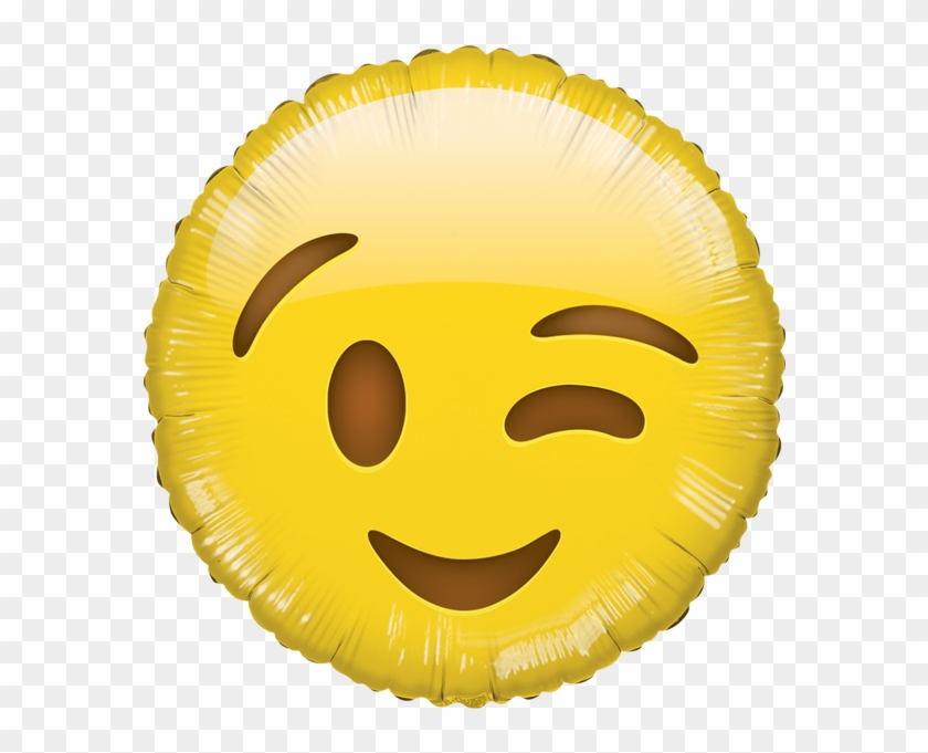Buscar - 18" Smiley Wink Balloon Emoji - Mylar Balloons Foil #1241371