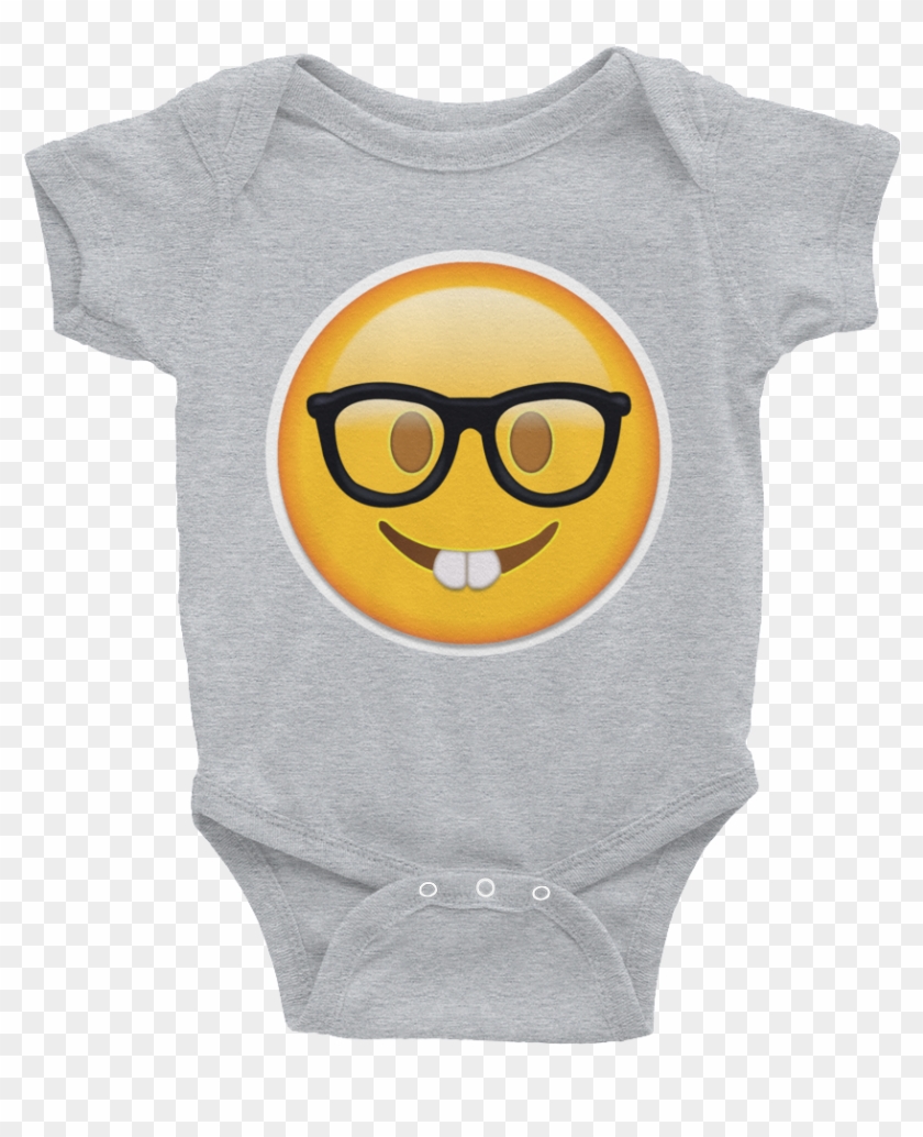 Emoji Baby Short Sleeve One Piece Nerd Face With Glasses - Baby Onesies #1241489