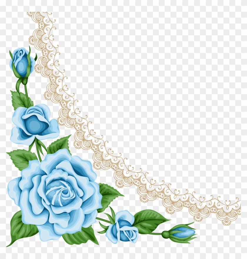 Flower - Light Blue Rose Border #1242183