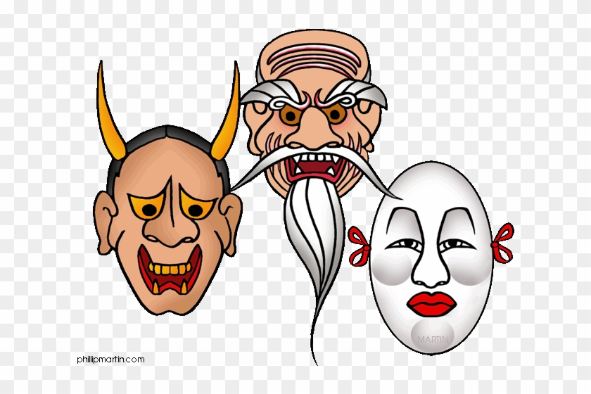 Japanese Theater Masks - Japanese Mask Clip Art Png #1242849