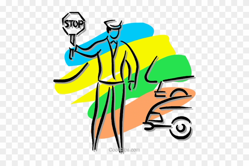 Crossing Guard Hält Ein Stoppschild Vektor Clipart - Crossing Guard Hält Ein Stoppschild Vektor Clipart #1242968