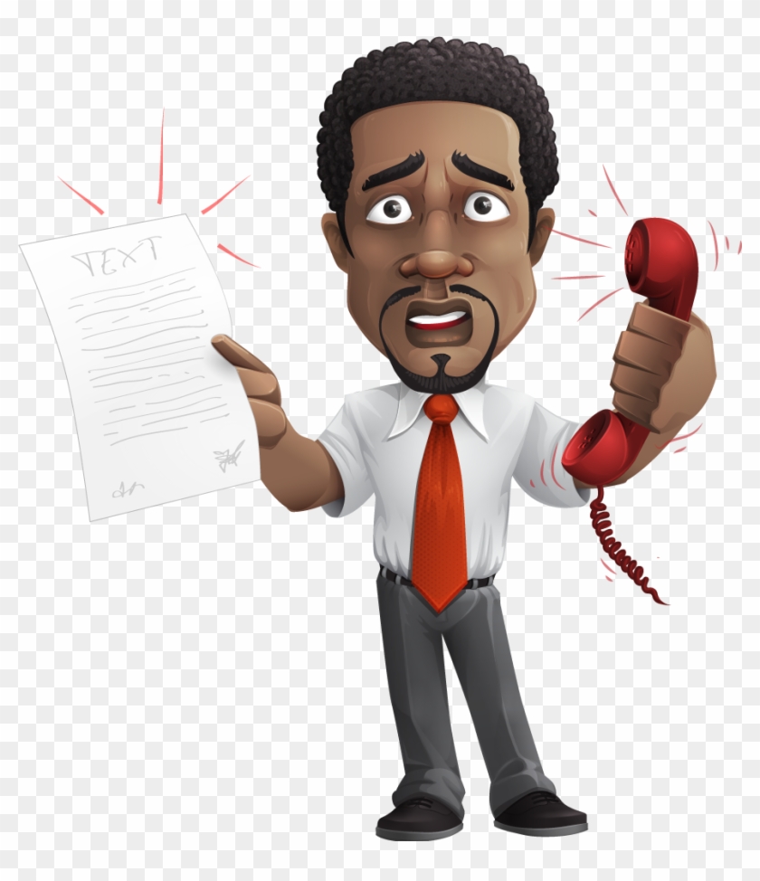 Clipart Office Worker - Afro American Businessman Cartoon Character Set #1242980