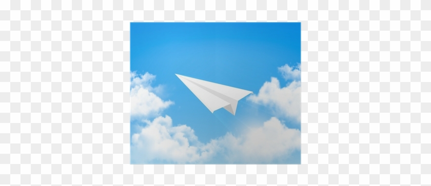 Paper Airplane In The Sky With Clouds - Vector Graphics #1243056