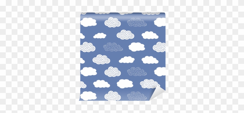 Seamless Pattern With White Clouds On Blue Background - Wallpaper #1243112