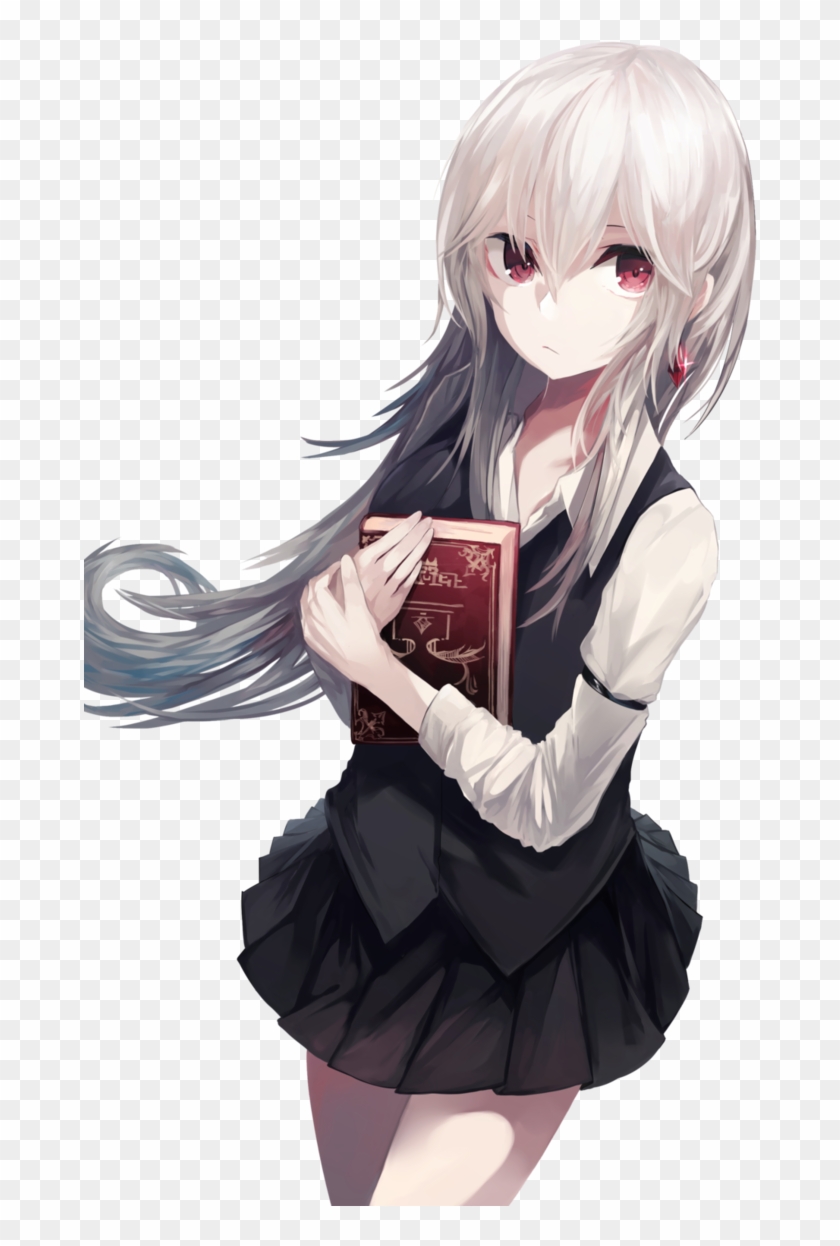 White Haired Anime Girl With Red Eyes 