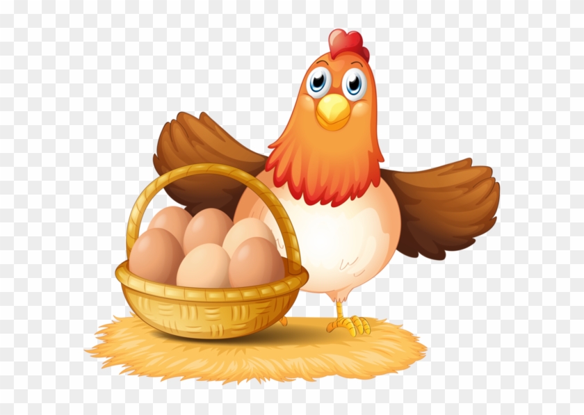 Illustration Of A Hen And A Basket Of Egg On A White - Chicken And Egg Vector Png #1243366