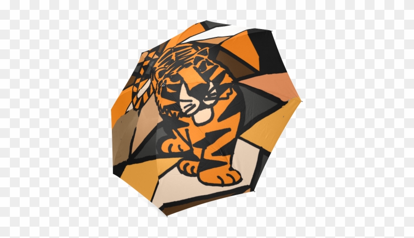 Artistic Stalking Tiger Abstract Art Foldable Umbrella - Creative Arts #1243521