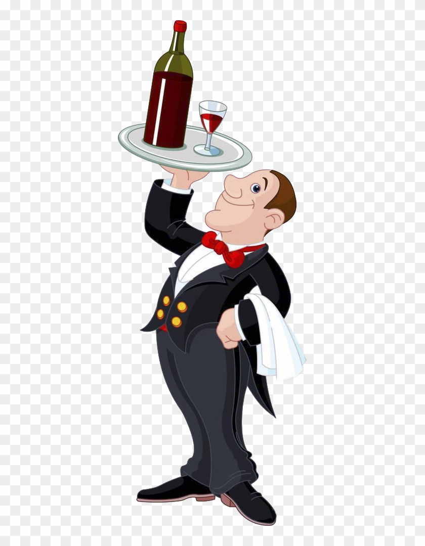 Waiter Cartoon Illustration - Butler Cartoon #1244033