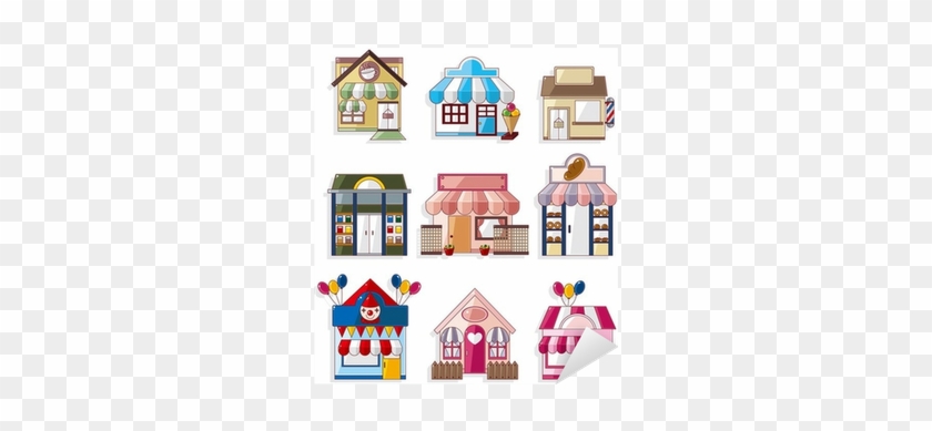 Cartoon House / Shop Icons Collection Sticker • Pixers® - Salon Building Cartoon #1244124