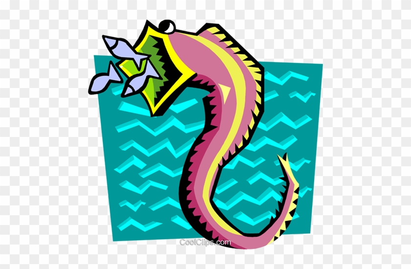 Stylized Seahorse Royalty Free Vector Clip Art Illustration - Eel #1244186