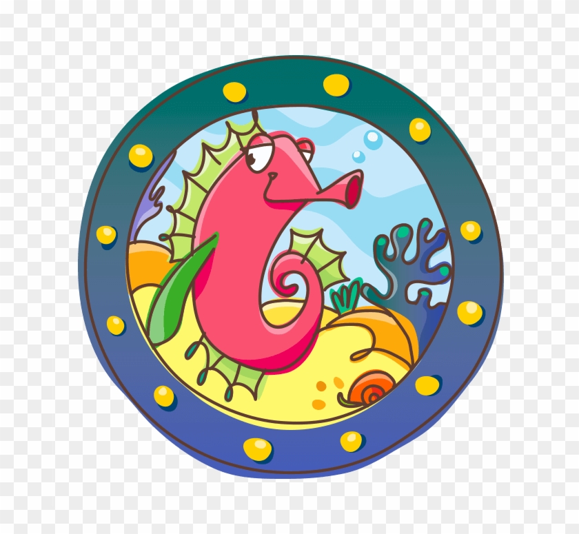 Porthole With Seahorse - Silver #1244212