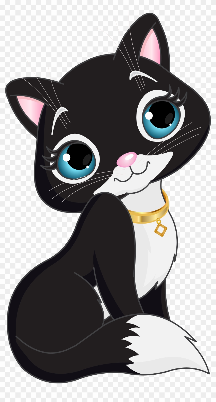 Black Kitten Cartoon Transparent Clip Art - Kitten Clipart Transparent #1244255