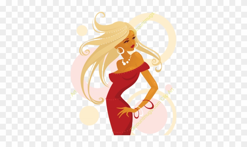 Beautiful Blonde Lady In Red Dress Description Beautiful - Clipart Fashion Girl Red #1244359