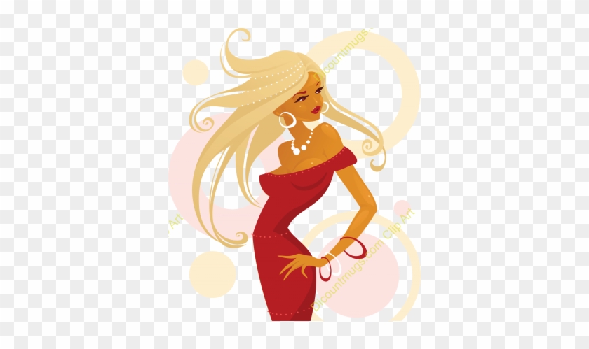 Beautiful Blonde Lady In Red Dress Description Beautiful Clipart