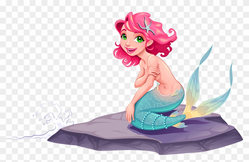 Mermaid Cartoon Illustration - Going To Mermaid Island Coloring Book #1244387