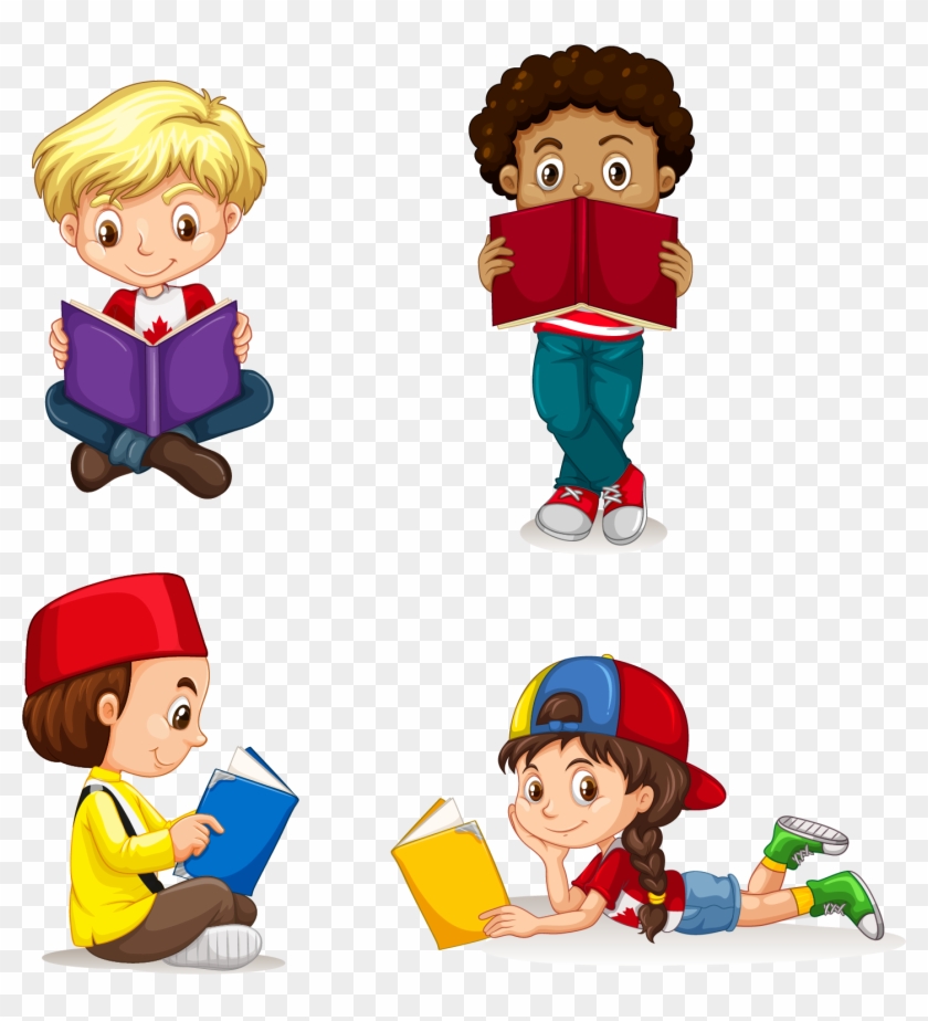 Child Clip Art - Writing And Reading Cartoon - Free Transparent PNG Clipart  Images Download