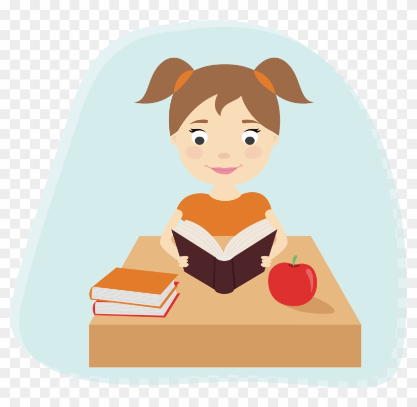 Child Drawing Clip Art - Girlreading Cartoon #1244451