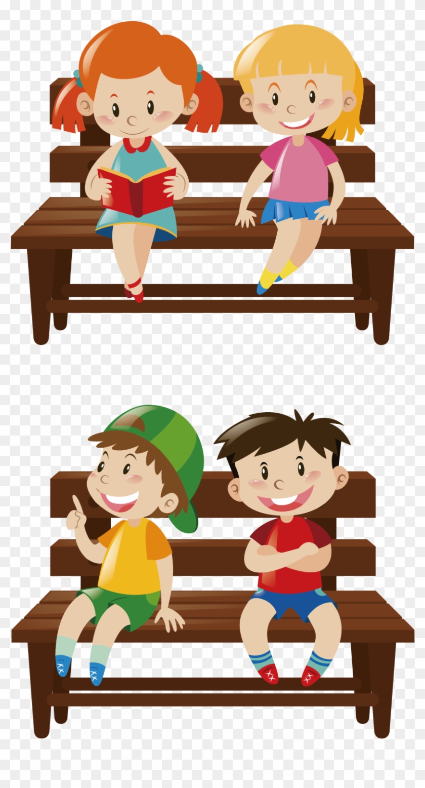 Boy Royalty-free Clip Art - Girls Sitting On A Bench Clip Art #1244454