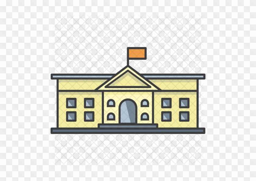 Government Icon - School With Flag Clip Art #1244469