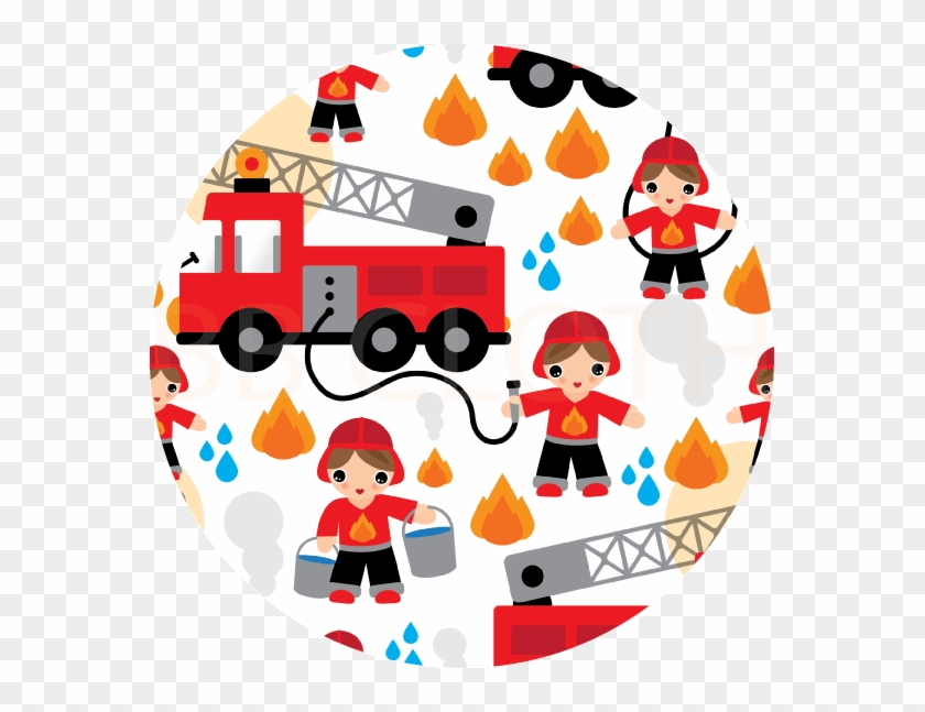 Seamless Kids Fire Men And Truck Illustration Background - Fire Rescue 2-in-1 Cloth Diaper - Bb Cloth #1244472