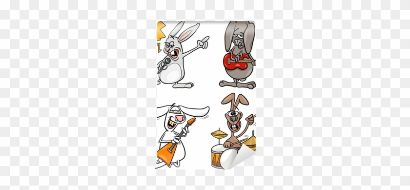 Rabbits Rock Musicians Set Cartoon Wall Mural • Pixers® - Animales Musicos Dibujo #1244855