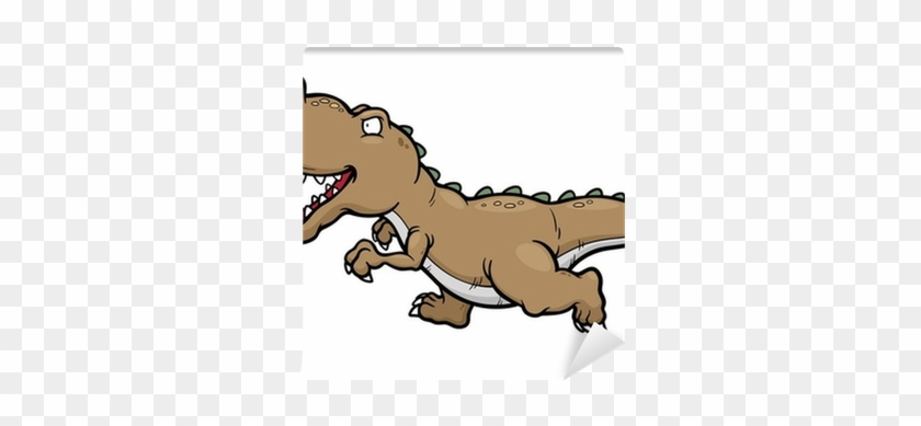 Vector Illustration Of Cartoon Dinosaur Running Wall - Illustration #1244879