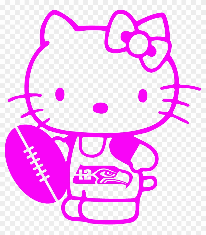 Seahawks Hello Kitty- Pink Only At Idecalsplus Stores - Hello Kitty With Colouring #1244906