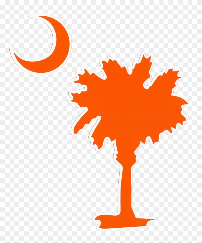 South Carolina Palmetto And Moon Custom Die Cut Decal - South Carolina Palm Tree #1245135