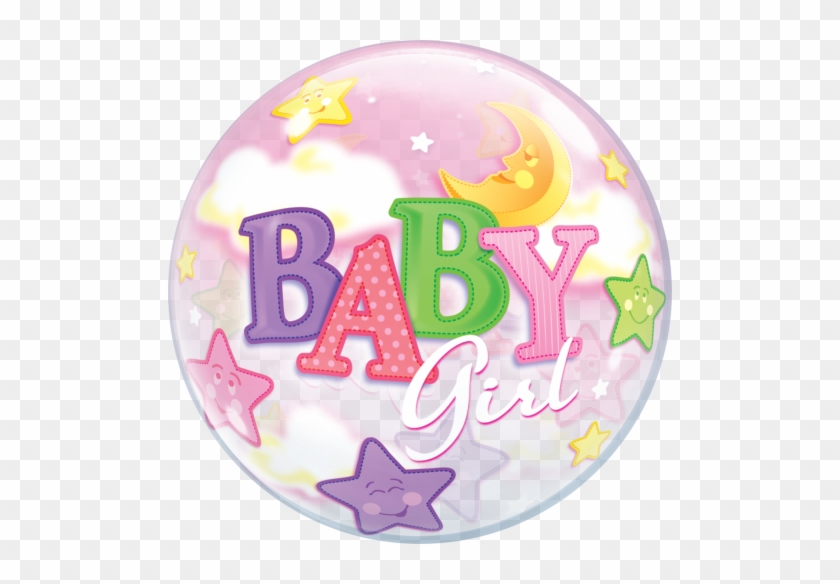 Baby Girl Moon Bubble Balloon 1pc - Baby Girl Rattles #1245136