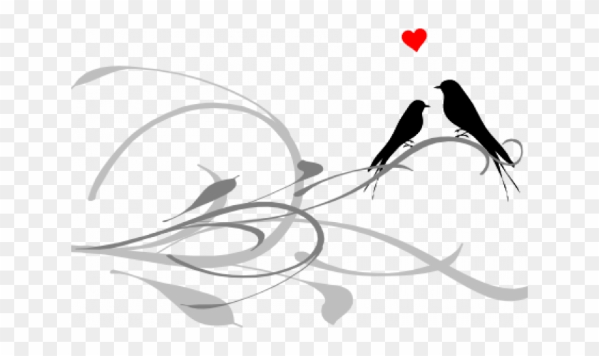 Love Birds Black And White Graphic - Line Bird Art #1245342