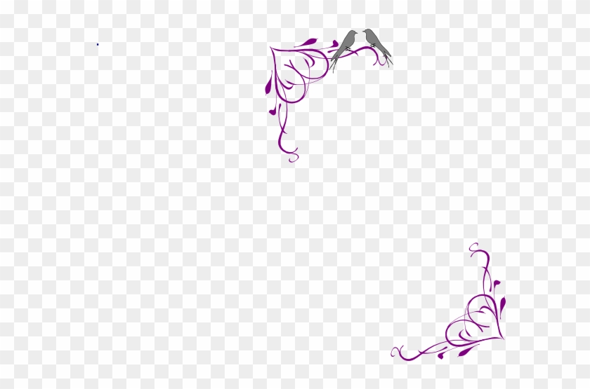 Love Birds Grey Corner Frame Purple Clip Art At Clker - Love Frame Vector Free #1245360
