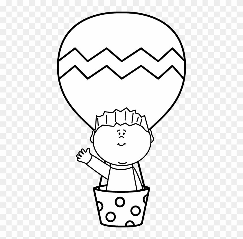 Black And White Boy In A Hot Air Balloon - Hot Air Balloon Black And White #1245516