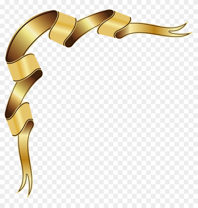 Label Ribbon Clip Art - Gold Ribbon Vector Png #1245641