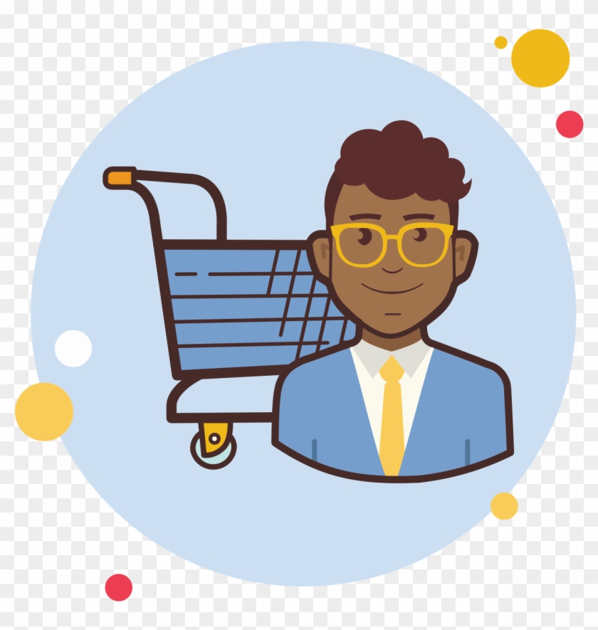 Man With Glasses Shopping Cart Icon - Man With Glasses Shopping Cart Icon #1246277