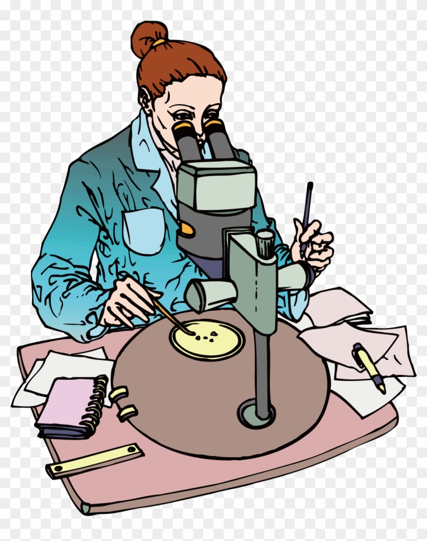 Cartoon Scientist Microscope - Biologist Cartoon #1247237