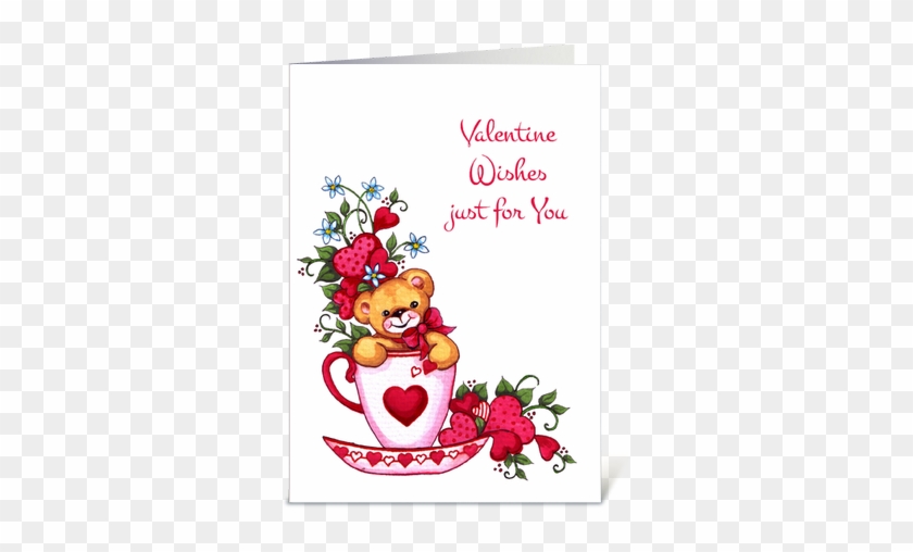 Teddy Bear, Tea Cup Valentine's Day Card Greeting Card - Happy Valentines Day My Friend #1248057