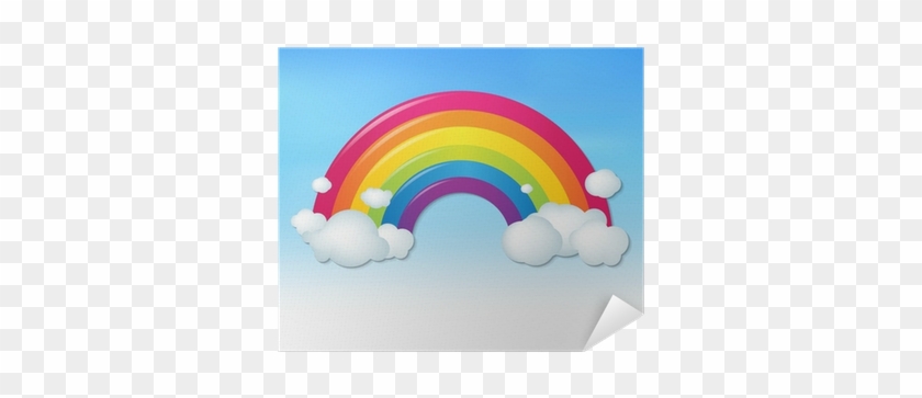 Color Rainbow With Clouds And Blue Sky Poster • Pixers® - Rainbow Cartoon #1248154