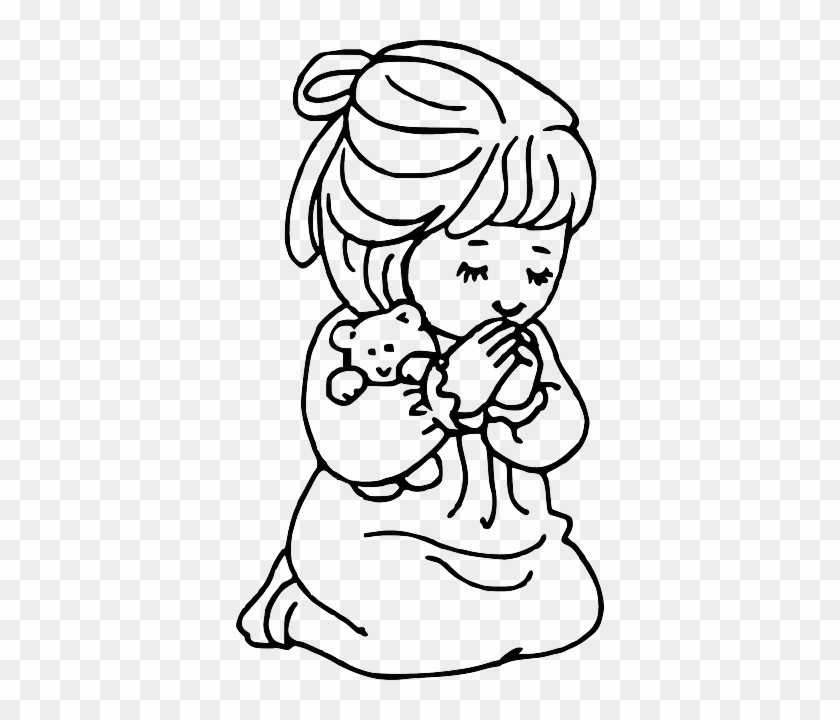 Teddy Praying, Child, Infant, Teddy Bear, Girl, Teddy - Bible Coloring Pages #1248339