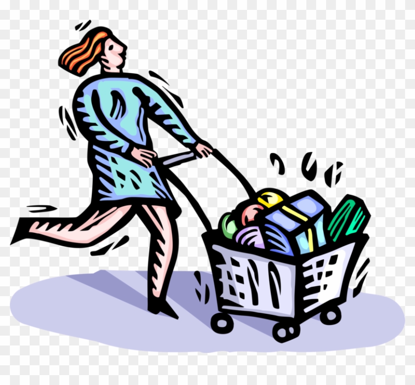 Vector Illustration Of Retail Therapy Shopper Pushes - Vector Illustration Of Retail Therapy Shopper Pushes #1248375