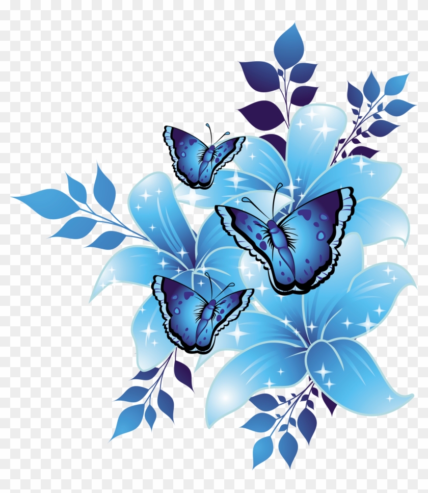 Синие Бабочки - Blue Flower Background Png #1248488
