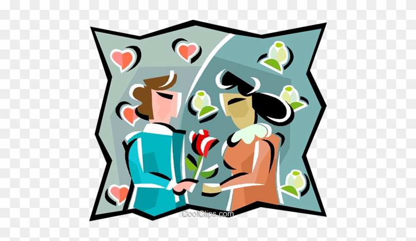 Man Giving A Rose To His Girlfriend Royalty Free Vector - Man Giving A Rose To His Girlfriend Royalty Free Vector #1249352