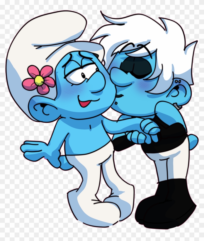 Kiss By Tairusuku Smurfs - Cartoon #1249391