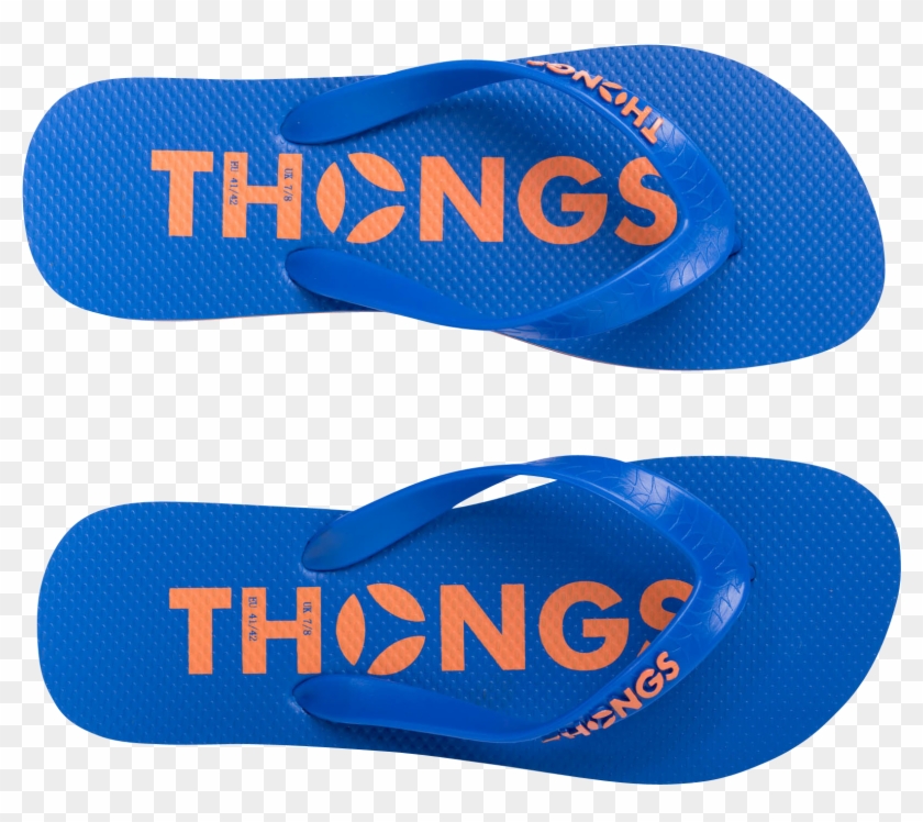 Thongs Classic Blue / Orange Rubber Flip Flop - Genuine Thongs Mens Classic Flip Flops - 2017 Model #1249577