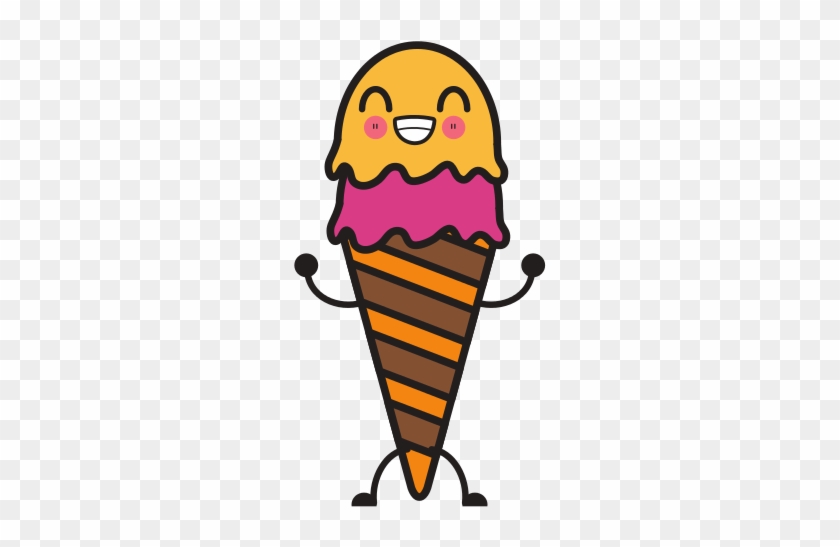Ice Cream Cone Cartoon Character - Kawaii #1250043