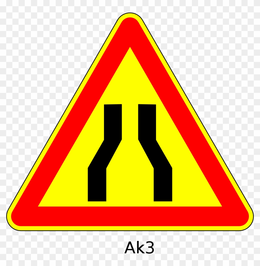 Free Ak3 - Road Narrows On Both Sides Sign #1250123